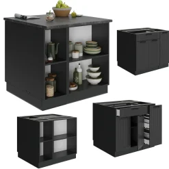 Kücheninsel Fame-Line Dunkelgrau 90 cm ohne Arbeitsplatte Vicco