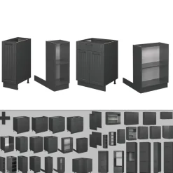 Kücheninsel Fame-Line Dunkelgrau 90 cm ohne Arbeitsplatte Vicco