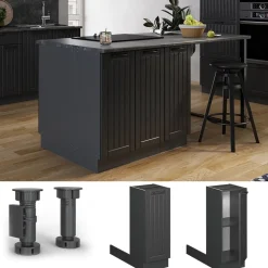 Kücheninsel Fame-Line Dunkelgrau 30 cm ohne Arbeitsplatte Vicco