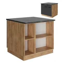 Kücheninsel Fame-Line Dunkelgrau 90 cm mit Schublade, ohne Arbeitsplatte Vicco