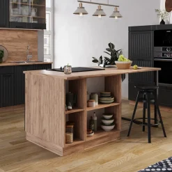 Kücheninsel Fame-Line Dunkelgrau 90 cm mit Schublade, ohne Arbeitsplatte Vicco