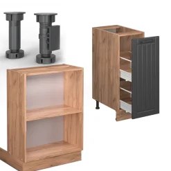 Kücheninsel Fame-Line Dunkelgrau 90 cm mit Schublade, ohne Arbeitsplatte Vicco