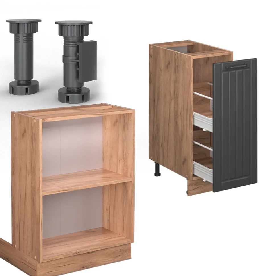 Kücheninsel Fame-Line Dunkelgrau 90 cm mit Schublade, ohne Arbeitsplatte Vicco