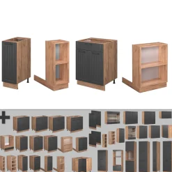 Kücheninsel Fame-Line Dunkelgrau 90 cm mit Schublade, ohne Arbeitsplatte Vicco