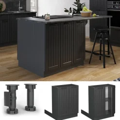 Kücheninsel Fame-Line Dunkelgrau 60 cm ohne Arbeitsplatte Vicco