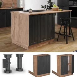 Kücheninsel Fame-Line Dunkelgrau 60 cm ohne Arbeitsplatte Vicco