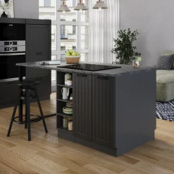 Kücheninsel Fame-Line Dunkelgrau 90 cm ohne Arbeitsplatte Vicco