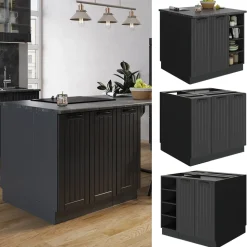 Kücheninsel Fame-Line Dunkelgrau 90 cm ohne Arbeitsplatte Vicco