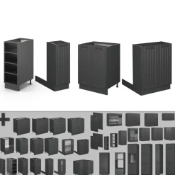 Kücheninsel Fame-Line Dunkelgrau 90 cm ohne Arbeitsplatte Vicco