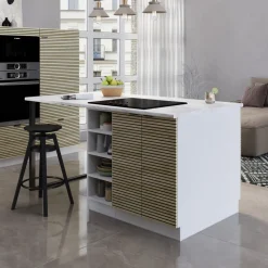 Kücheninsel Fame-Line Eiche Paneel 90 cm ohne Arbeitsplatte Vicco