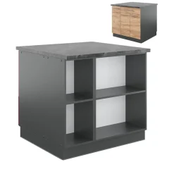 Kücheninsel Fame-Line Goldkraft Eiche/Anthrazit 90 cm mit Schublade, ohne Arbeitsplatte Vicco