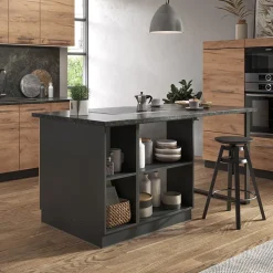 Kücheninsel Fame-Line Goldkraft Eiche/Anthrazit 90 cm mit Schublade, ohne Arbeitsplatte Vicco