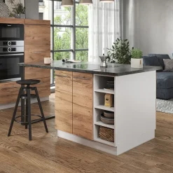 Kücheninsel Fame-Line Goldkraft Eiche/Weiß 90 cm ohne Arbeitsplatte Vicco