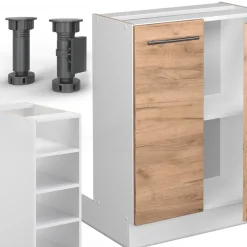 Kücheninsel Fame-Line Goldkraft Eiche/Weiß 90 cm ohne Arbeitsplatte Vicco