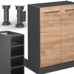 Kücheninsel Fame-Line Goldkraft Eiche/Anthrazit 90 cm ohne Arbeitsplatte Vicco