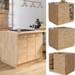 Kücheninsel Fame-Line Goldkraft Eiche 90 cm mit Schublade, ohne Arbeitsplatte Vicco