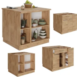 Kücheninsel Fame-Line Goldkraft Eiche 90 cm mit Schublade, ohne Arbeitsplatte Vicco