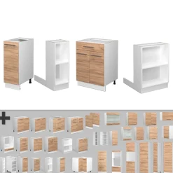 Kücheninsel Fame-Line Goldkraft Eiche/Weiß 90 cm mit Schublade, ohne Arbeitsplatte Vicco