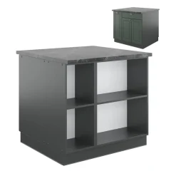 Kücheninsel Fame-Line Grün-Gold Landhaus/Anthrazit 90 cm mit Schublade, ohne Arbeitsplatte Vicco