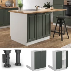 Kücheninsel Fame-Line Grün-Gold Landhaus 60 cm ohne Arbeitsplatte Vicco