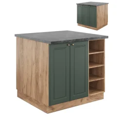 Kücheninsel Fame-Line Grün-Gold Landhaus/Goldkraft Eiche 90 cm ohne Arbeitsplatte Vicco