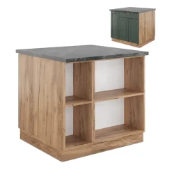 Kücheninsel Fame-Line Grün-Gold Landhaus/Goldkraft Eiche 90 cm mit Schublade, ohne Arbeitsplatte Vicco