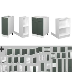 Kücheninsel Fame-Line Grün-Gold Landhaus/Weiß 90 cm mit Schublade, ohne Arbeitsplatte Vicco