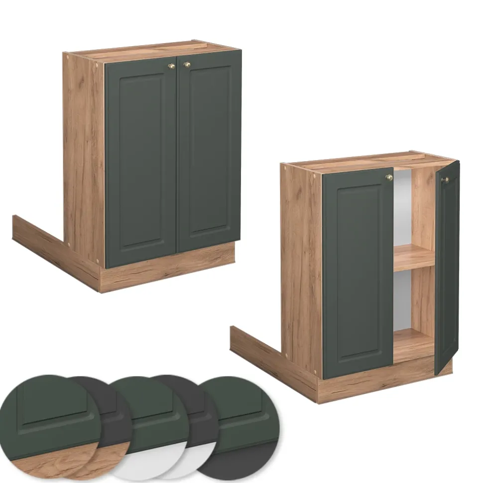 Kücheninsel Fame-Line Grün-Gold Landhaus 60 cm ohne Arbeitsplatte Vicco