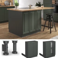 Kücheninsel Fame-Line Grün-Gold Landhaus 60 cm ohne Arbeitsplatte Vicco