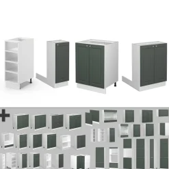 Kücheninsel Fame-Line Grün-Gold Landhaus/Weiß 90 cm ohne Arbeitsplatte Vicco