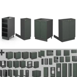 Kücheninsel Fame-Line Grün-Gold Landhaus/Anthrazit 90 cm ohne Arbeitsplatte Vicco