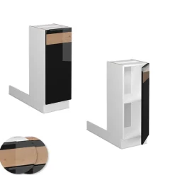 Kücheninsel Fame-Line Schwarz Eiche hochglanz 30 cm ohne Arbeitsplatte Vicco