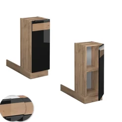 Kücheninsel Fame-Line Schwarz Eiche hochglanz 30 cm ohne Arbeitsplatte Vicco