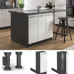 Kücheninsel Fame-Line Weiß Hochglanz 30 cm ohne Arbeitsplatte Vicco