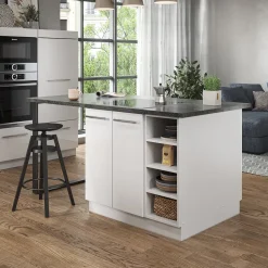 Kücheninsel Fame-Line Weiß Hochglanz/Weiß 90 cm ohne Arbeitsplatte Vicco