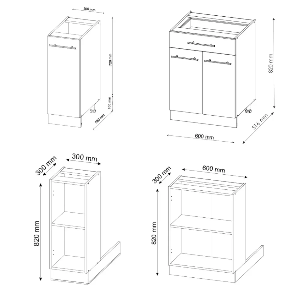 Kücheninsel Fame-Line Weiß Hochglanz/Weiß 90 cm mit Schublade, ohne Arbeitsplatte Vicco