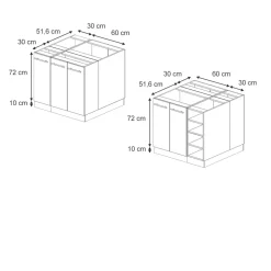 Kücheninsel Fame-Line Weiß Landhaus 90 cm mit Schublade, ohne Arbeitsplatte Vicco