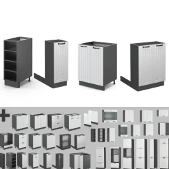 Kücheninsel Fame-Line Weiß Landhaus/Anthrazit 90 cm ohne Arbeitsplatte Vicco