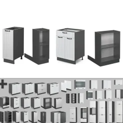 Kücheninsel Fame-Line Weiß Landhaus/Anthrazit 90 cm mit Schublade, ohne Arbeitsplatte Vicco