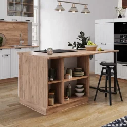 Kücheninsel Fame-Line Weiß Landhaus 90 cm mit Schublade, ohne Arbeitsplatte Vicco