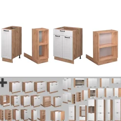 Kücheninsel Fame-Line Weiß Landhaus 90 cm mit Schublade, ohne Arbeitsplatte Vicco