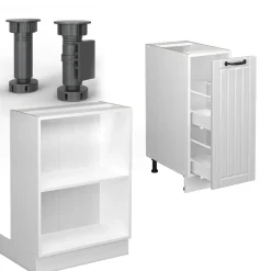 Kücheninsel Fame-Line Weiß Landhaus/Weiß 90 cm mit Schublade, ohne Arbeitsplatte Vicco