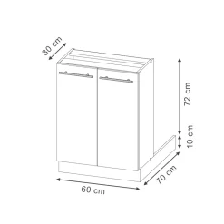 Kücheninsel Fame-Line Weiß Landhaus 60 cm ohne Arbeitsplatte Vicco