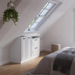 Küchenschrank für Dachschrägen R-Line Weiß Landhaus 120 cm 2er Set Vicco