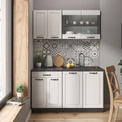 Küchenschrank für Dachschrägen R-Line Weiß Landhaus 60 cm mit 2 Türen Vicco