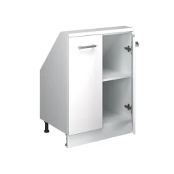 Küchenschrank für Dachschrägen R-Line Weiß Hochglanz 60 cm mit 2 Türen Vicco