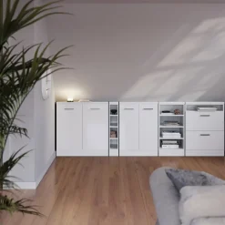 Küchenschrank für Dachschrägen R-Line Weiß Hochglanz 80 cm mit 2 Türen Vicco