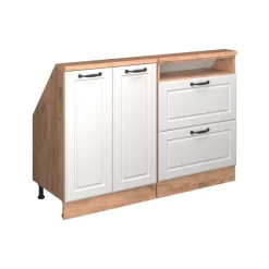 Küchenschrank für Dachschrägen R-Line Weiß Landhaus 120 cm 2er Set Vicco