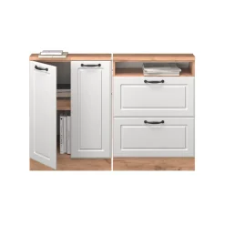 Küchenschrank für Dachschrägen R-Line Weiß Landhaus 120 cm 2er Set Vicco