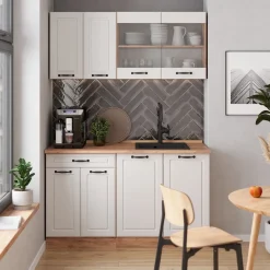 Küchenschrank für Dachschrägen R-Line Weiß Landhaus 120 cm 2er Set Vicco